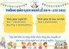 THÔNG BÁO LỊCH NGHỈ LỄ 30/4 VÀ 1/5/2022